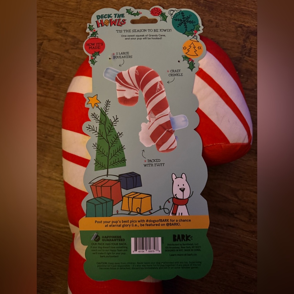 Bark Box XL candy cane dog toy NEW GIANT!!